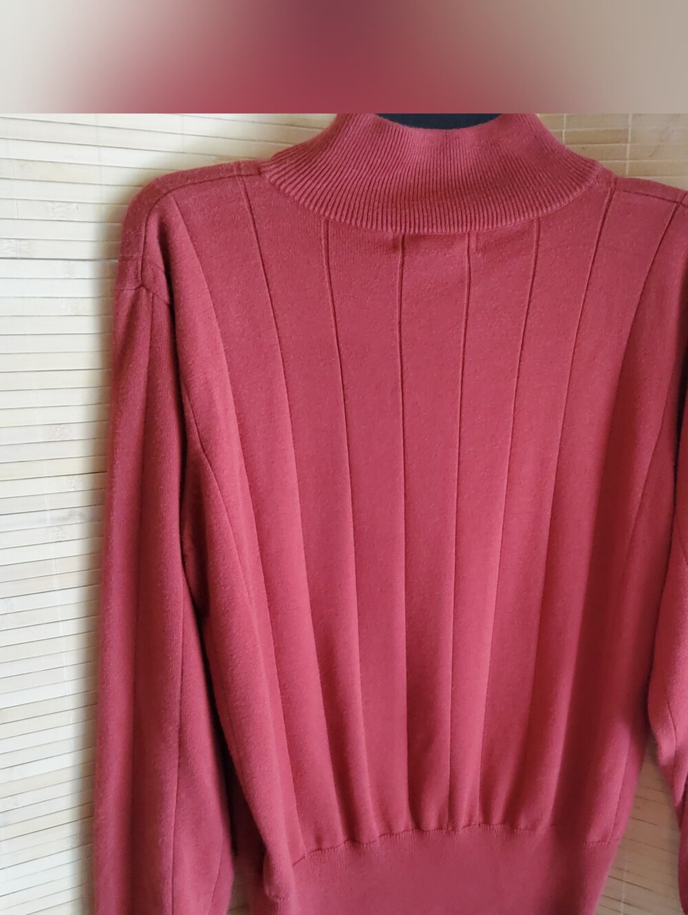 dressbarn Ribbed Mock Neck Sweater - Brick Red - Picture 2 of 4